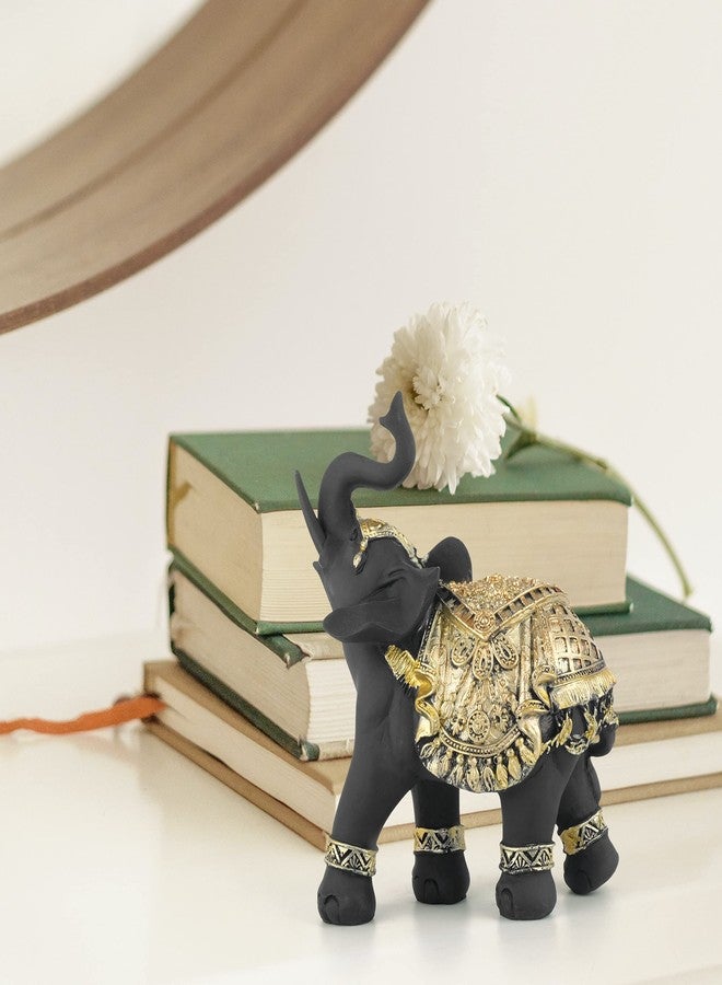 TRANSGOOD Lucky Elephant Statue - Feng Shui Decor, 5.5 Inch Small Home Decoration (Black) - Image 2